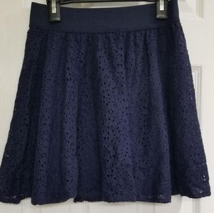 Navy lace skater skirt